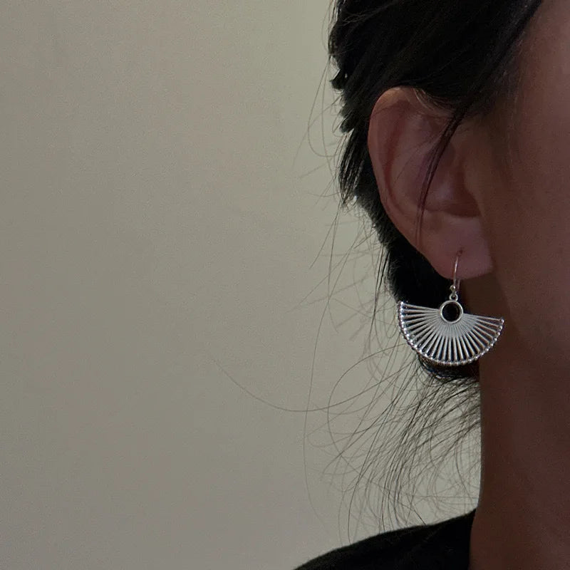 Sterling Silver Earrings for Women Fan Shape Hypoallergenic Jewelry Trendy Party Accessories