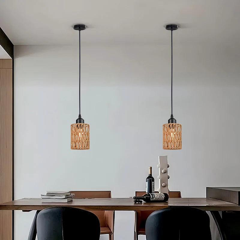 Handwoven Hemp Rope Ceiling Lamp - Southeast Asian Style Restaurant Hotel Decor