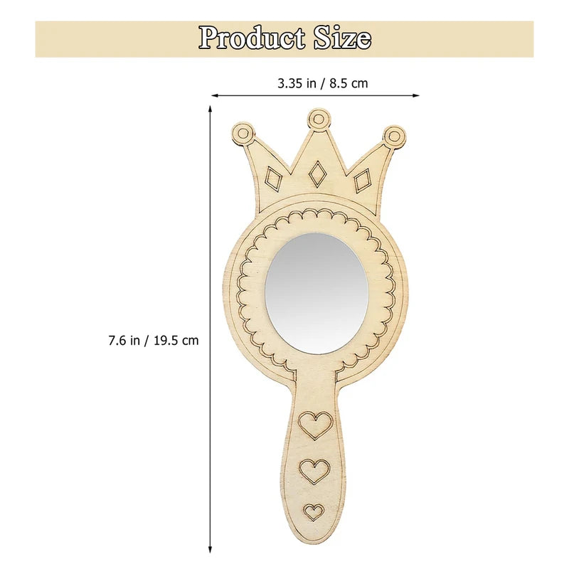 Wooden Handheld Mirror Craft Kit with Coloring Pens for Kids - 23 Pieces