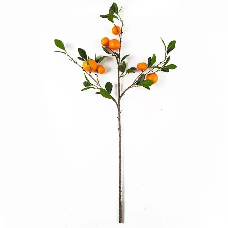 Artificial Orange Fruit & Plant Decor Set - Fake Flowers for Home & Photography