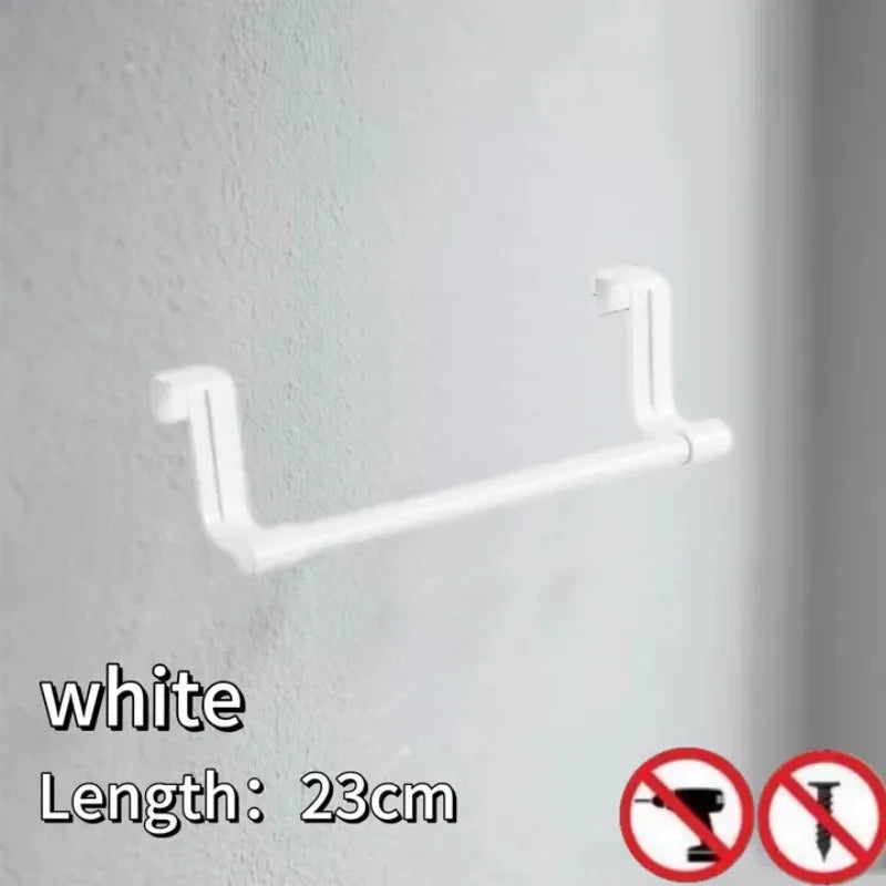 No Drill Over Cabinet Towel Rack - Kitchen Door Dishcloth & Sponge Holder
