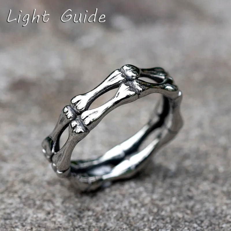 Men's Gothic Skull Punk Ring - Stainless Steel Jewelry for Women & Men