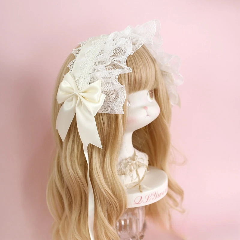 Lolita Headband Hair Accessories Lace Bow Hair Band for Girls & Women
