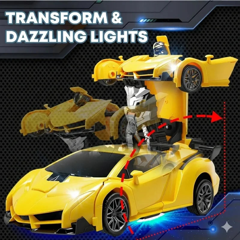 2-in-1 RC Transforming Car Robot Toy with Remote Control & Stunt Drift