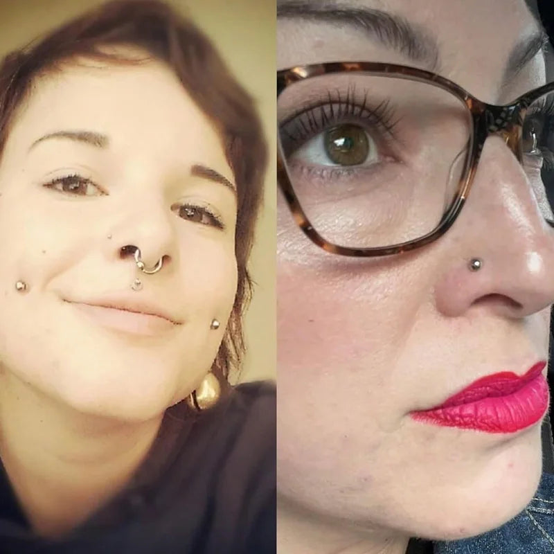 Fake Facial Piercing Stick-On Eyebrow Lip Nose Jewelry Non-Piercing Face Accessories