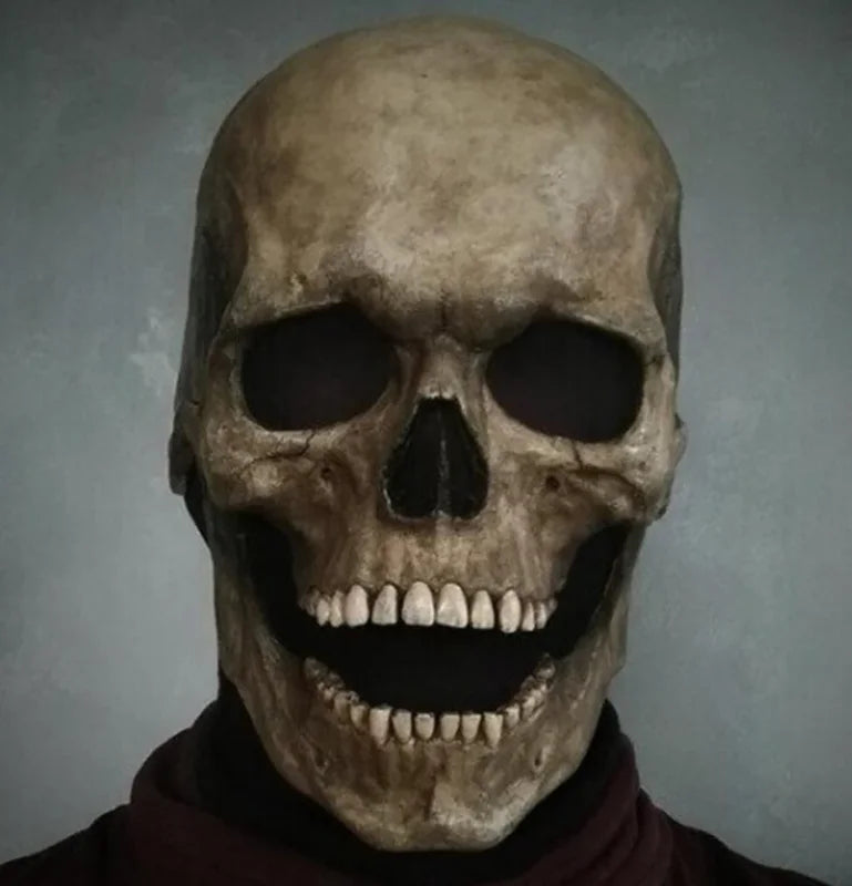 Halloween Latex Skull Mask Full Head Horror Costume with Movable Jaw