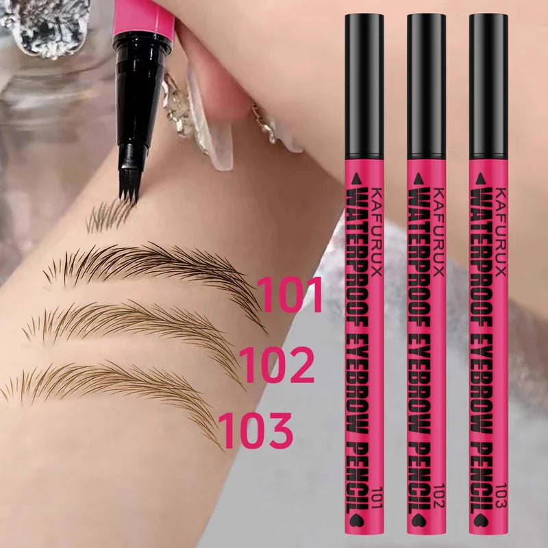 Waterproof 3-Color Eyebrow Pen Microblading Eyebrow Pencil with 4-Head Design for Natural Brows