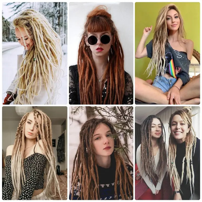 24 Inch Synthetic Dreadlock Extensions - Hippie Ombre Locs Crochet Hair
