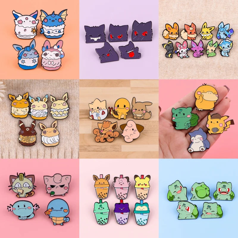 Japanese Anime Elf Enamel Pin Set - Cute Monster Brooches for Collectors & Jewelry Gift