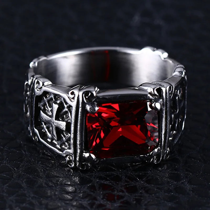 Men's Cross Pattern Zircon Ring Charm - Party Jewelry Accessory Gift