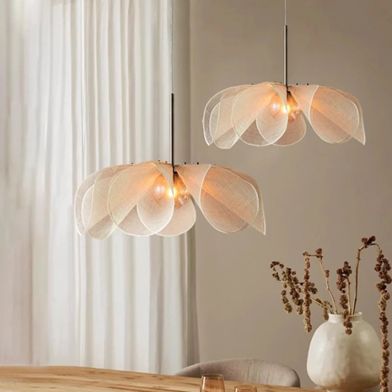 Wabi Sabi Fabric Pendant Light Ceiling Hanging Lamp Modern Chandelier for Living Room Dining Room Kitchen Home Decor