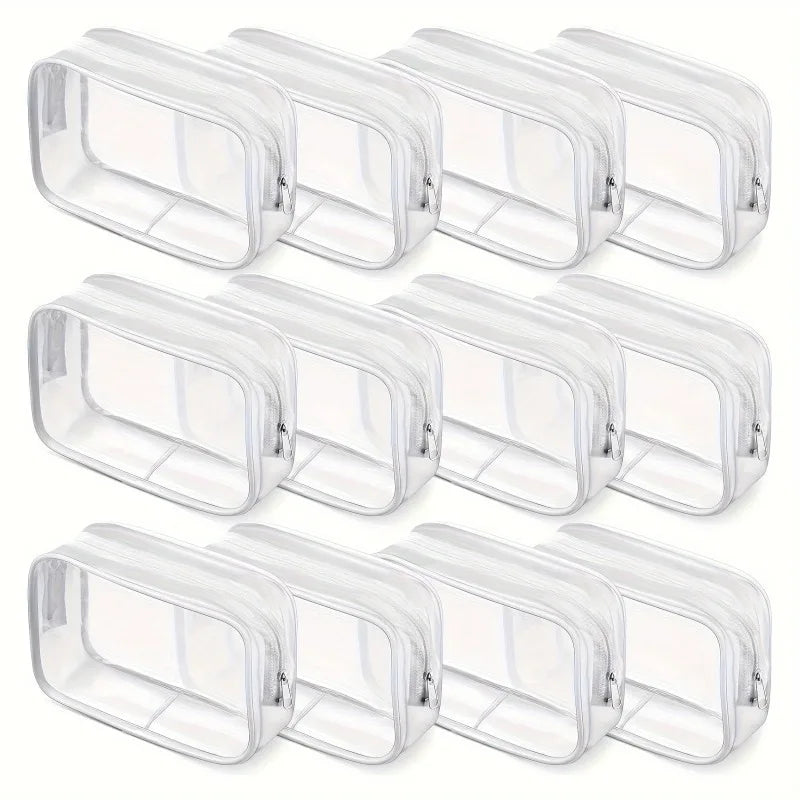 6pcs Transparent Makeup Bags with Leakproof Zipper Travel & Bathroom Organizers