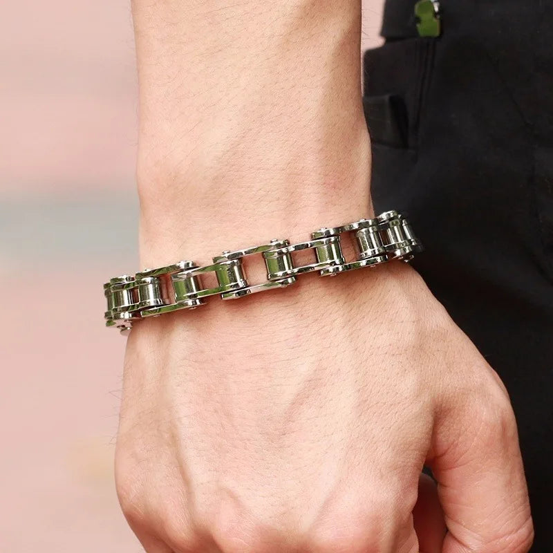 Men's Stainless Steel Biker Chain Bracelet Link Motorcycle Jewelry