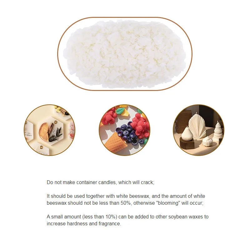 Soybean Wax for Candle Making 500g High Melting Point Flaky Material - White Beeswax Blend