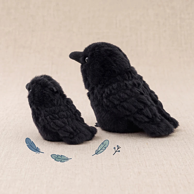 Kawaii Black Crow Plush Toy - Realistic Bird Soft Doll for Kids & Adults