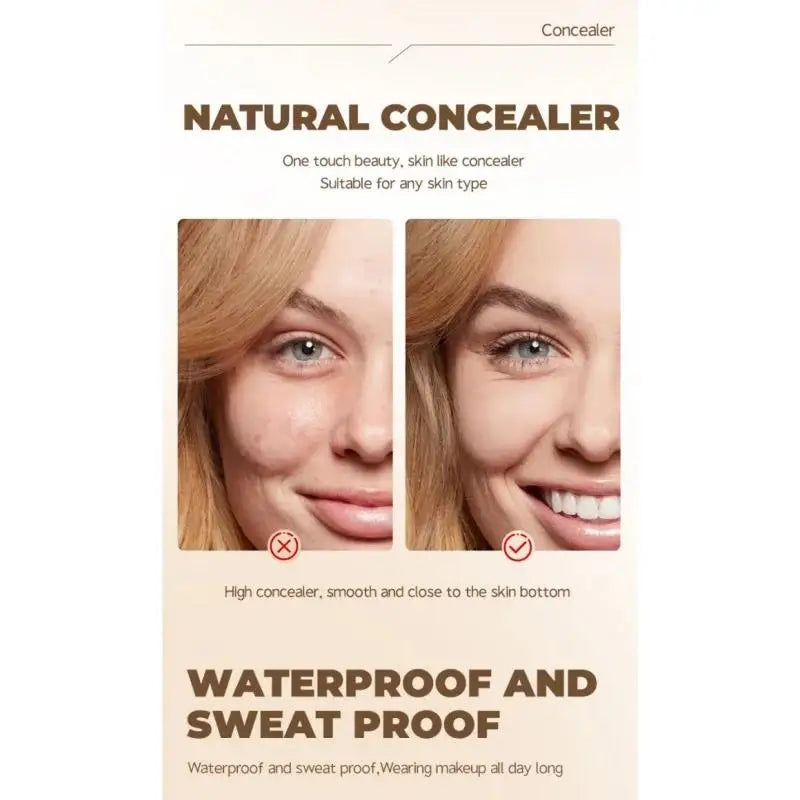 Full Coverage Waterproof Liquid Concealer for Flawless Makeup - Long Lasting & Natural Finish