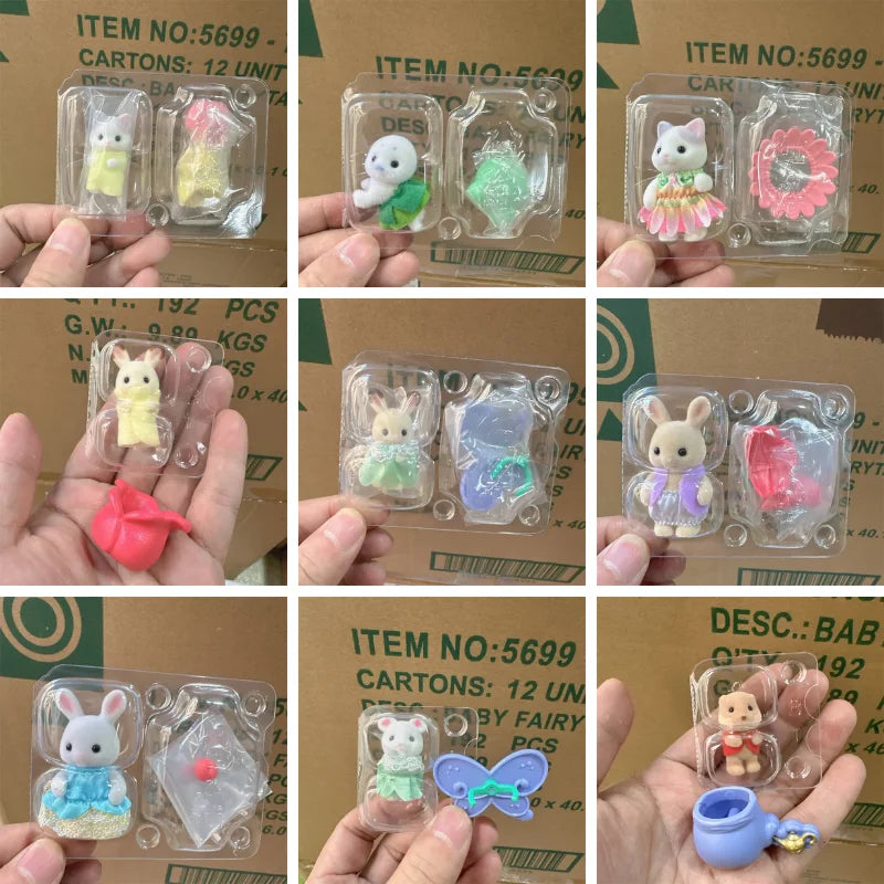 Sylvanian Families Baby Fairy Series Mini Figures with Flower Leaf Wings - Collectible Blind Bag Toy