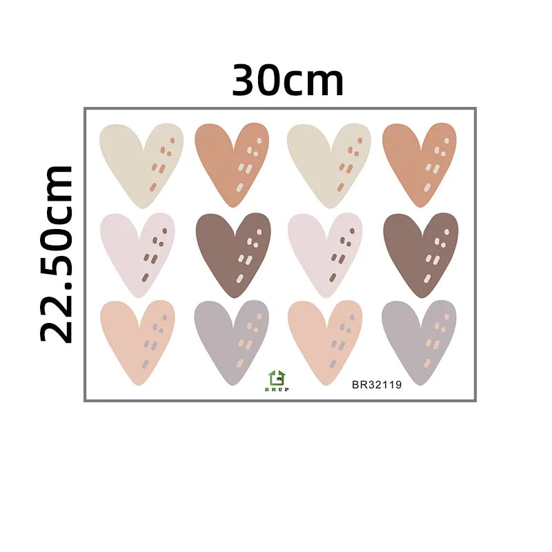 Boho Rainbows Heart Wall Decals for Girls Bedroom Kids Room Nursery Home Decor - 12/24pcs