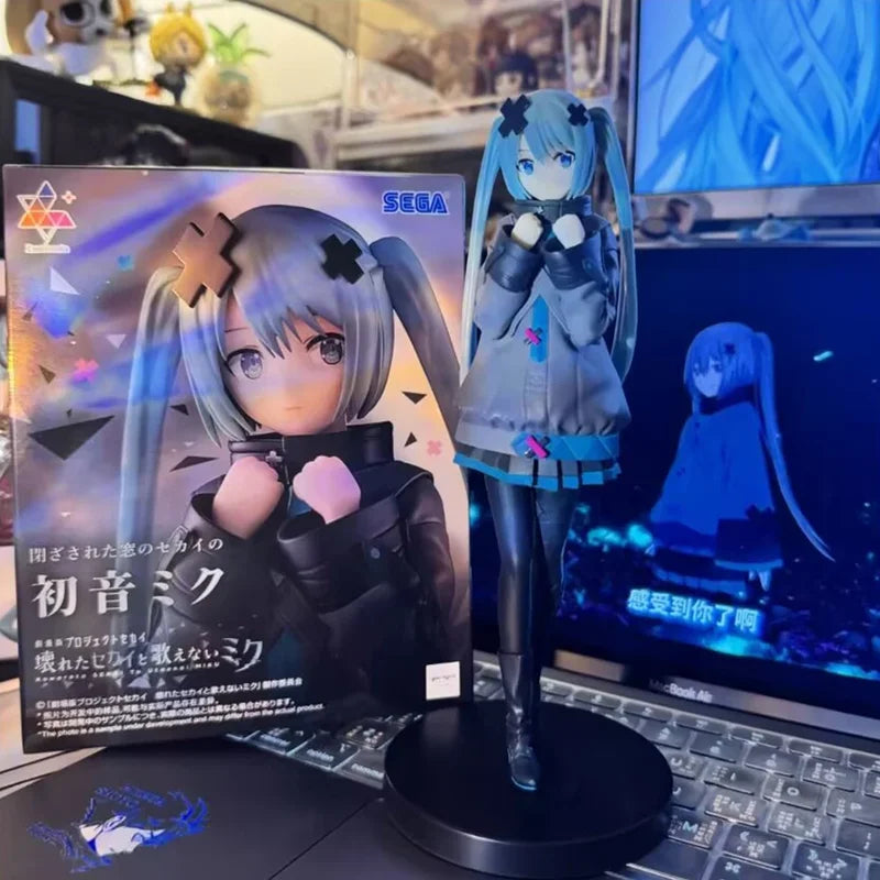 Anime Action Figurine Set - Hatsune Miku Standing & Sitting Models, Desktop Collectible Gift
