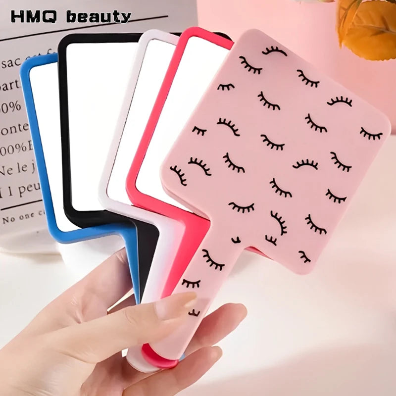 Handheld Makeup Mirror Square Vanity Mirror with Plastic Handle - High Definition Beauty Accessory