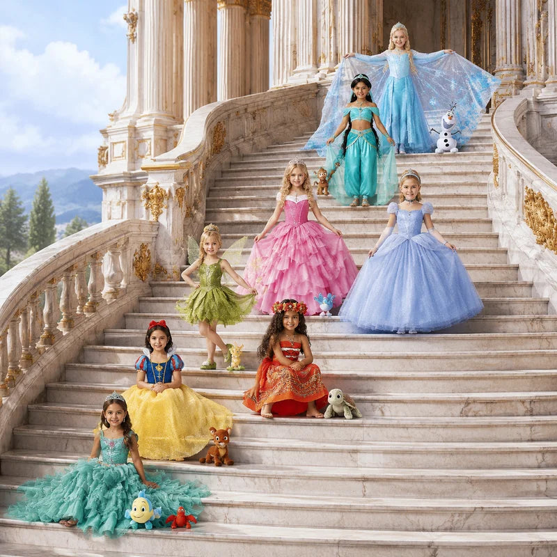 Girls Princess Cosplay Costume Dress for Halloween & Birthday Parties