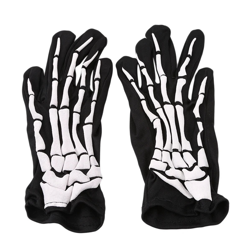 Halloween Claw Gloves Black and White Skull Ghost Costume Props