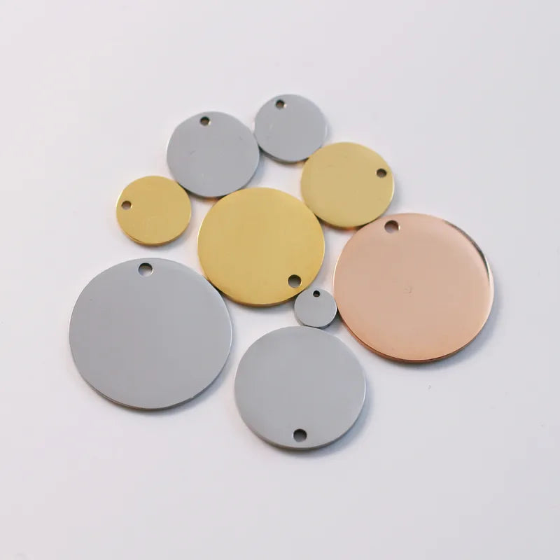 Mirror Polished Stainless Steel Circle Charms for Jewelry Making - 8-30mm