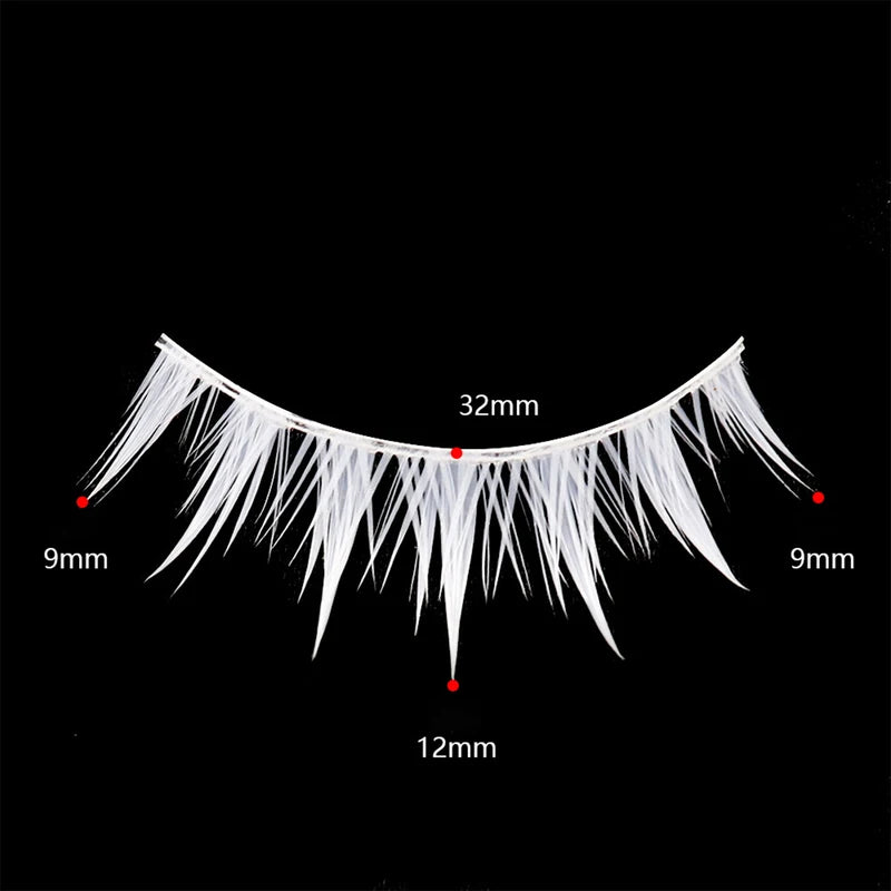 White Feather False Eyelash Strips for Cosplay and Costume Makeup