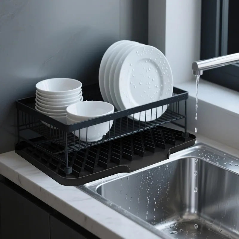 Silicone Kitchen Drain Mat with Built-In Drainage - Easy Clean Countertop Sink Home Accessory