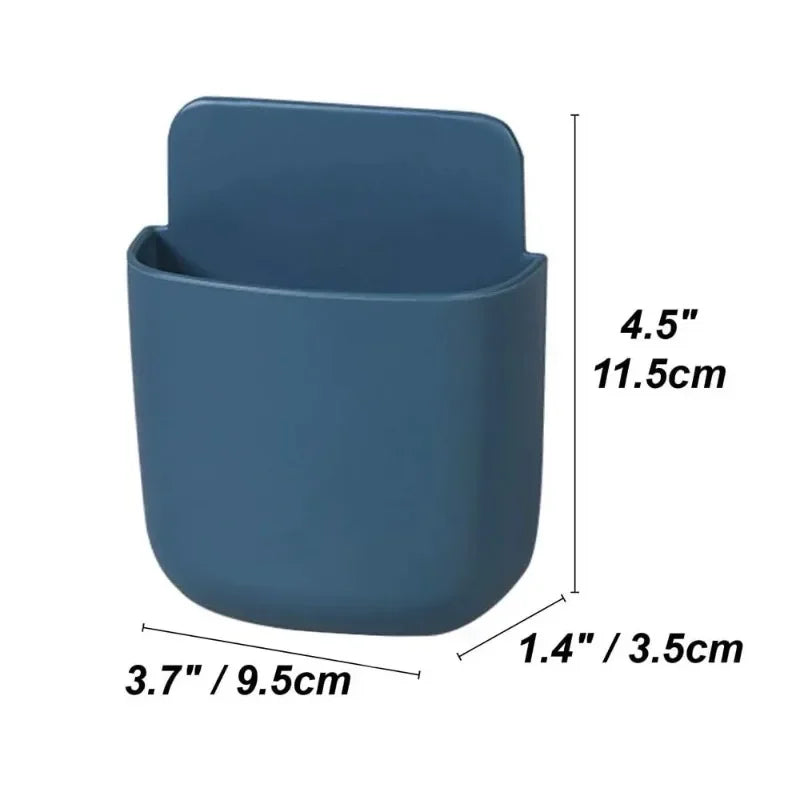 Wall Mounted Remote Control Storage Box Organizer with Charging Port - Space-Saving Multi-Use Holder