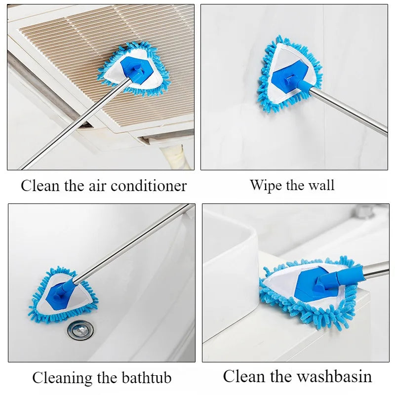 Triangle Retractable Wall Mop for Ceiling & Floor Cleaning Dust Removal Small Home Tool