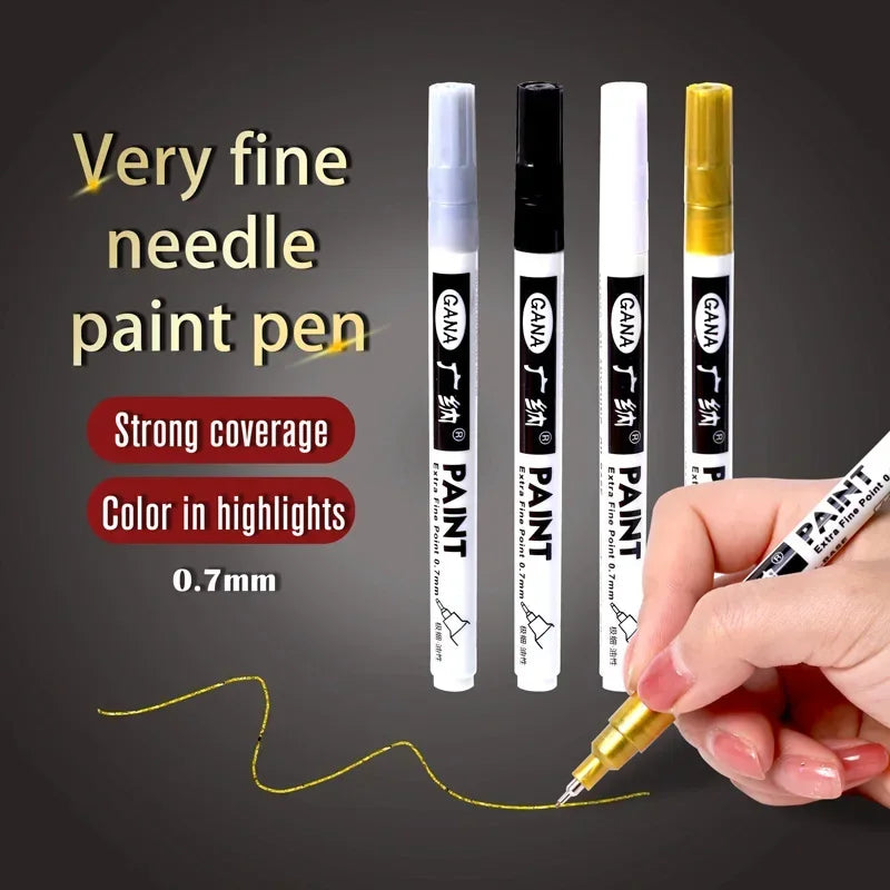 4-Piece Oil-Based Permanent Paint Markers Set - Waterproof, 0.7mm Fine Tip for Rock, Wood, Metal, Canvas