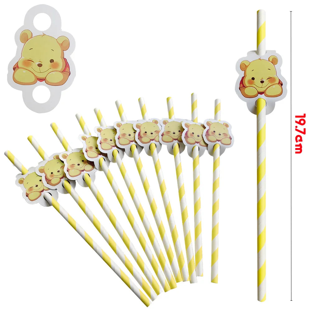 Winnie the Pooh Birthday Party Supplies Set – Disposable Plates Cups Napkins Banners for Kids & Baby Showers