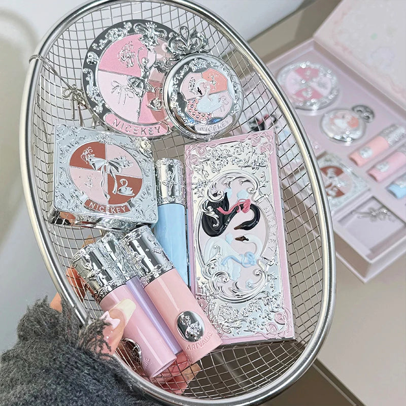 Pink Ballet Makeup Set with Lip, Blush, Eye & Contour Palettes + Necklace Gift