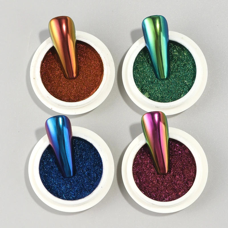 Chrome Chameleon Nail Powder Pigment Metallic Mirror Glitter for Manicure