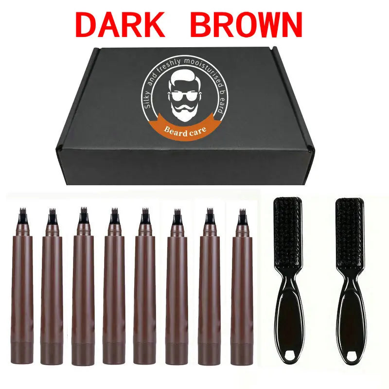 Beard Filling Pen Kit for Thickening & Coloring - Waterproof Men Cosmetic
