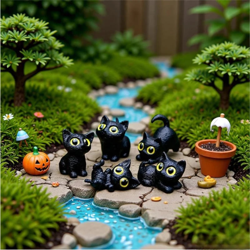 Mini Cat Figurines Set - Resin Cute Kitten Micro Landscape Garden Decor - 5 Pieces