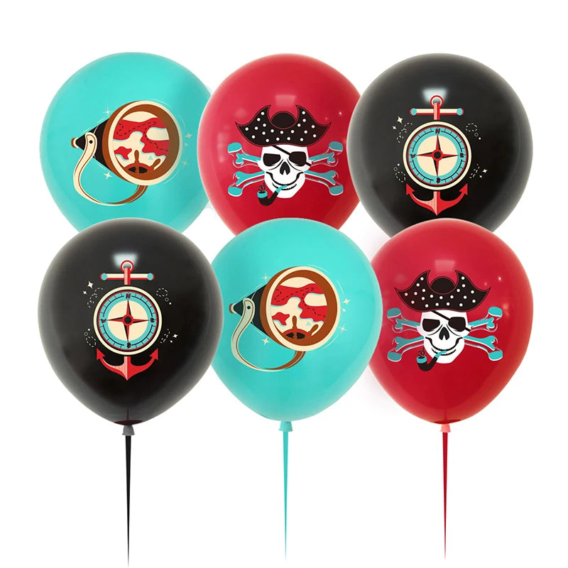 10pcs Pirate Party Balloons 12 Inch Latex Decorations for Birthday Celebration