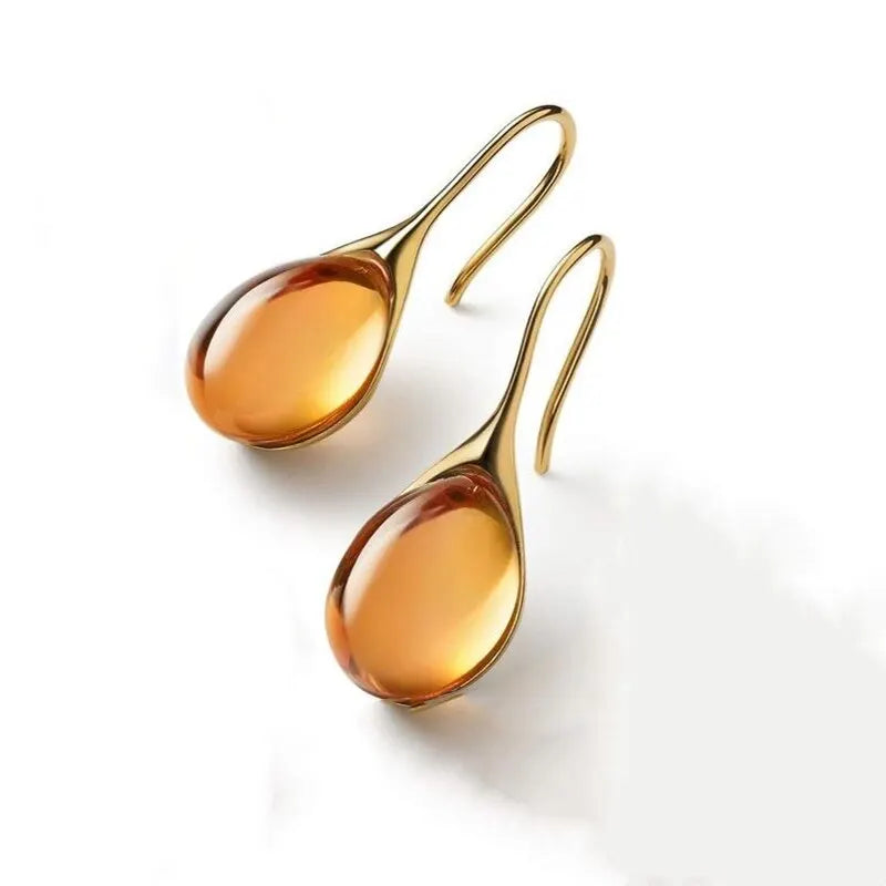 2 Pcs Colorful Faux Cat's Eye Earrings Gold & Multi-Color Fashion Jewelry