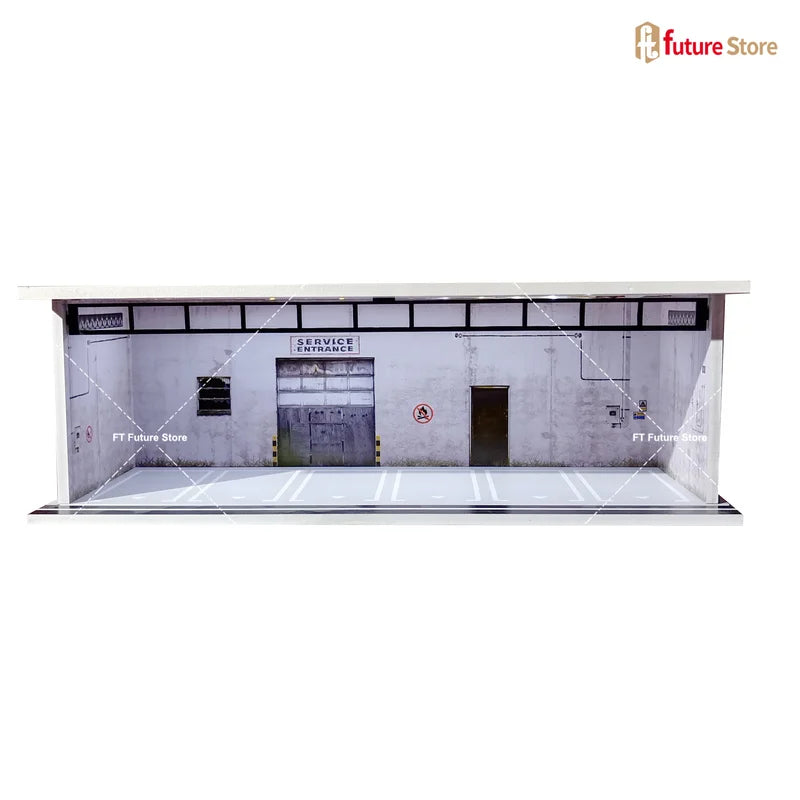 1/64 Scale Garage Scene Model with Lighting for Miniature Cars and Figures