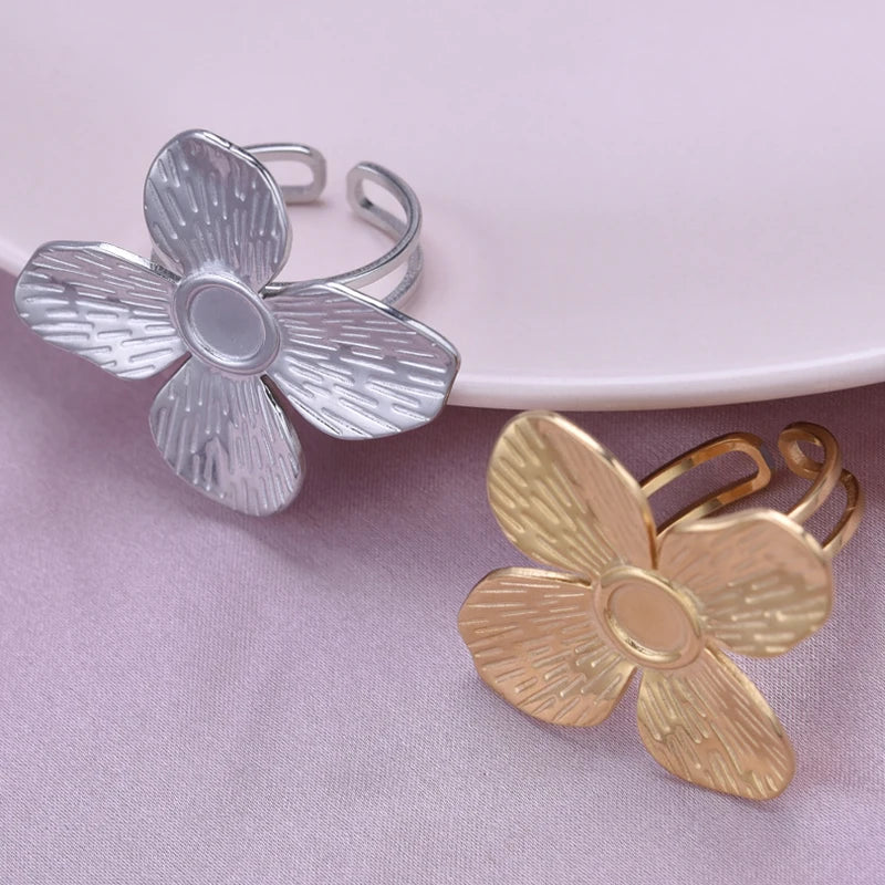 Assorted Irregular Minimalist Chunky Open Finger Rings - Stainless Steel Jewelry Set