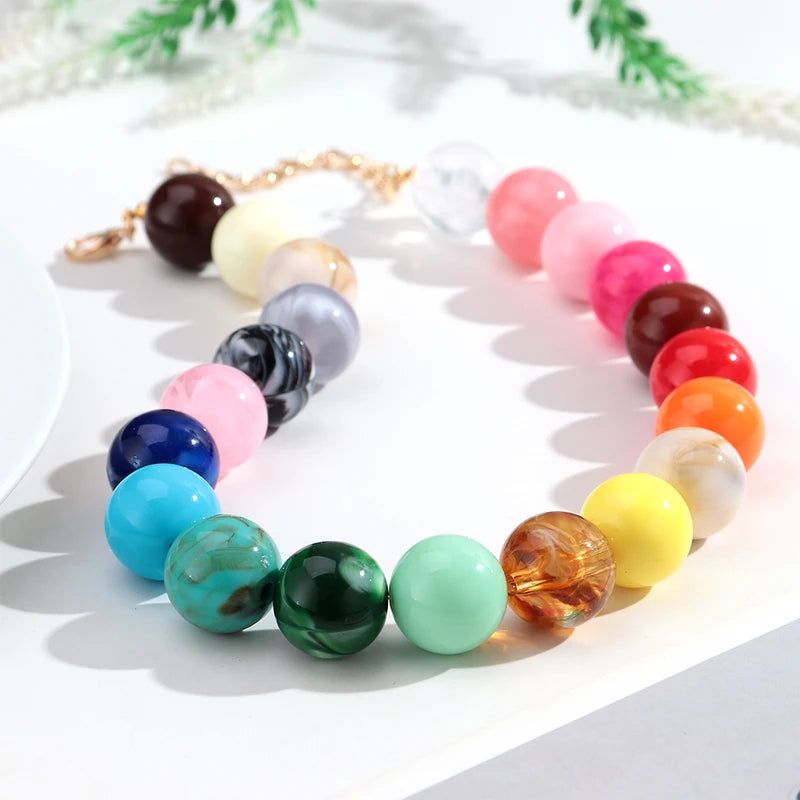 Colorful Resin Beads Choker Necklace for Women - Boho Statement Jewelry