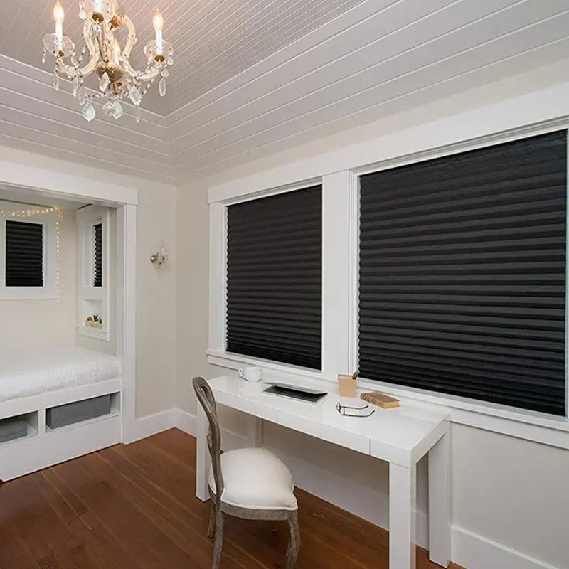 Self-Adhesive Pleated Window Shades for Balcony, Bathroom & Living Room