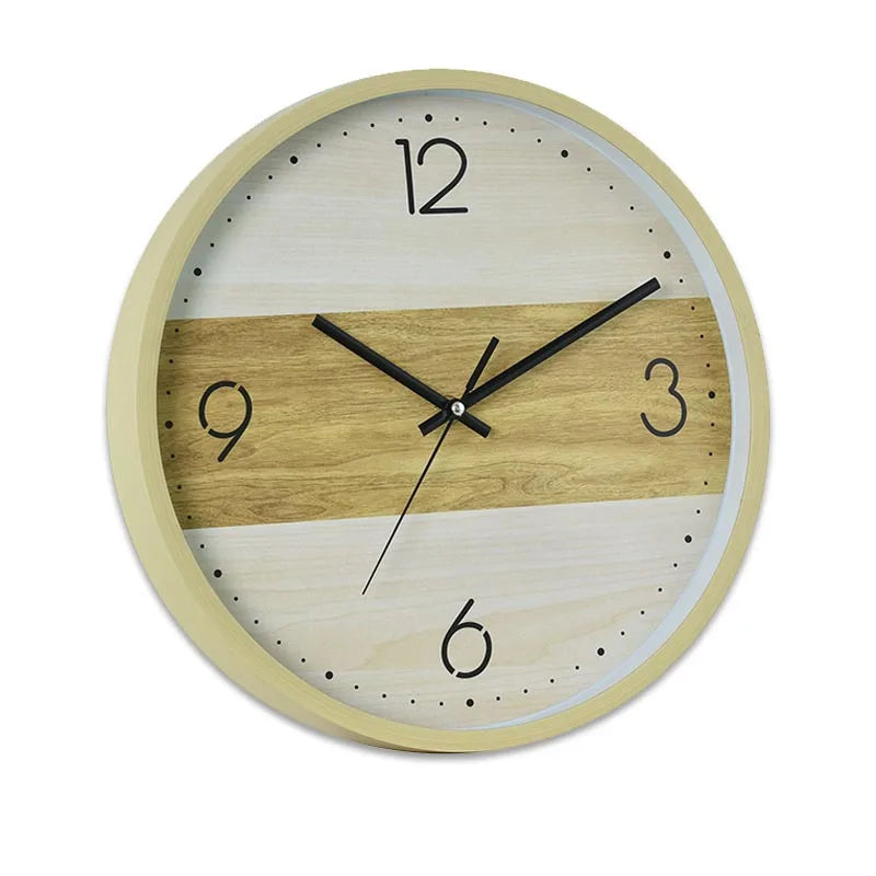 12-Inch Japanese Style Wooden Wall Clock - Silent Quartz Minimalist Home Decor