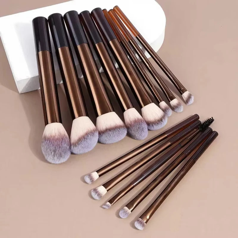 Professional Makeup Brush Set 14Pcs - Soft Synthetic Face & Eye Brushes