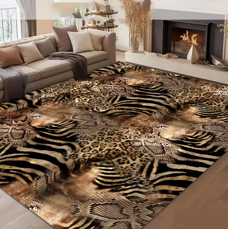 Leopard Print Heart-Shaped Area Carpet Floor Mat for Bedroom Living Room Home Decoration
