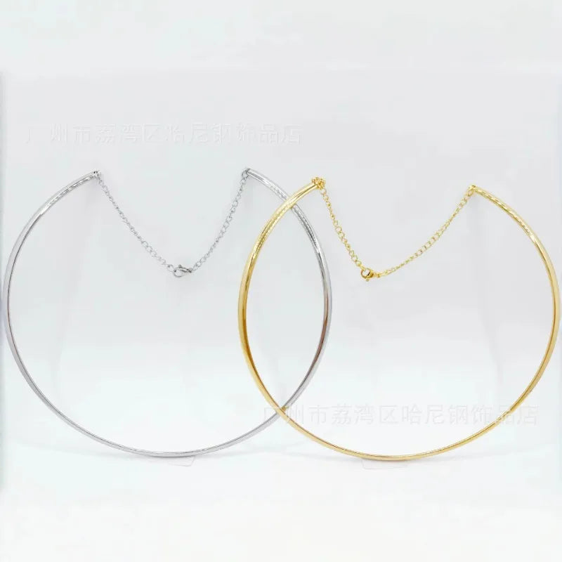 Fashionable 4mm Stainless Steel Collar Necklace Gold Silver Metal Chain Jewelry