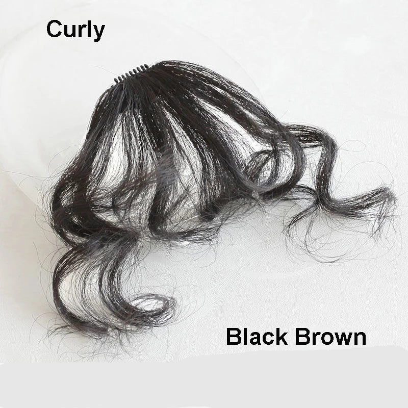 Fake Curly Air Bangs Clip-In Hair Extension Fringe for Women - Synthetic Hairpiece