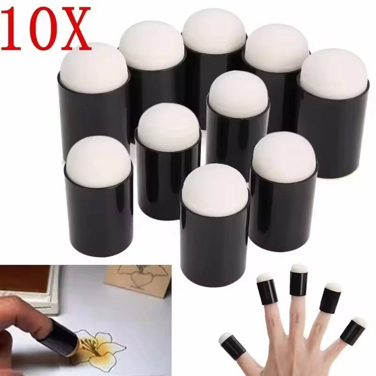10-Piece Face Brush Set with Finger Sponges and Paint Sponges for Art & Crafting