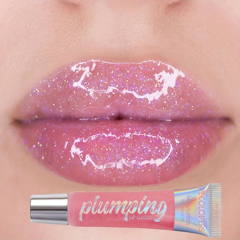 Shimmer Lip Oil Tinted for Fuller Lips Collagen Lip Gloss Moisturizing Lip Enhancer
